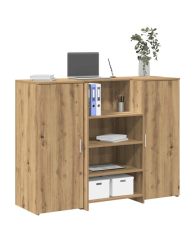 Bureau réception chêne artisanal 135x50x103,5cm bois ingénierie | Mobilier & Déco