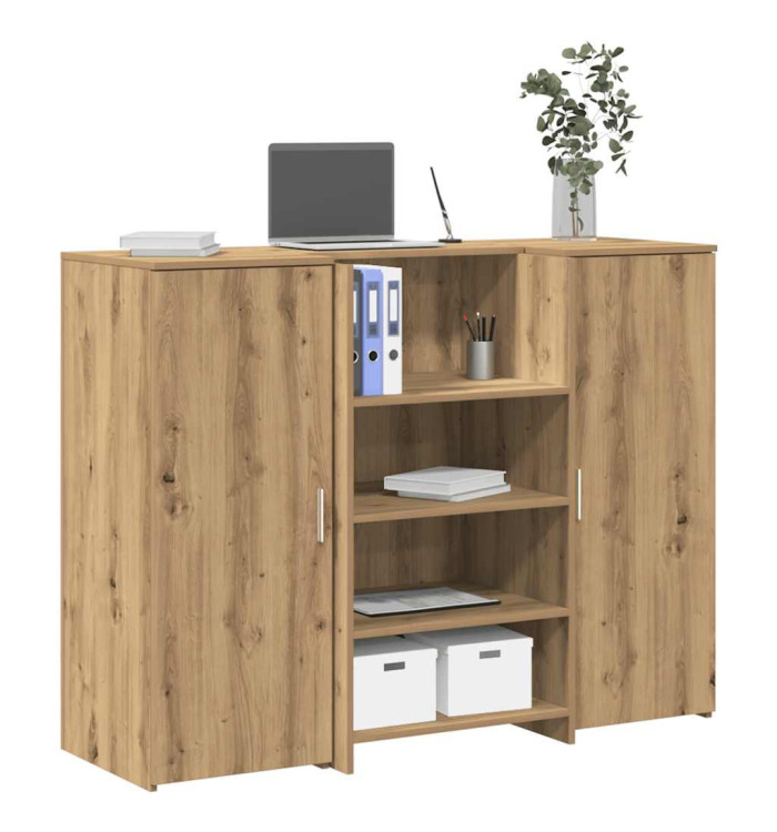 Bureau réception chêne artisanal 135x50x103,5cm bois ingénierie | Mobilier & Déco