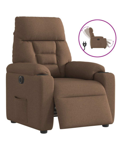 Fauteuil inclinable électrique Marron Tissu | Mobilier & Déco