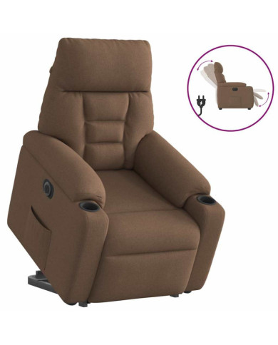 Fauteuil inclinable électrique marron tissu | Mobilier & Déco