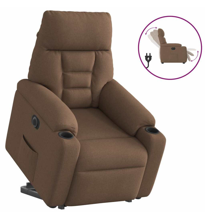 Fauteuil inclinable électrique marron tissu | Mobilier & Déco