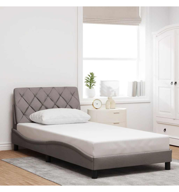 Cadre de lit sans matelas taupe 100x200 cm tissu | Mobilier & Déco