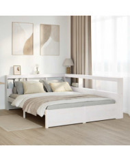 Lit bibliothèque sans matelas blanc 135x190 cm bois pin massif | Mobilier & Déco