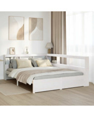 Lit bibliothèque sans matelas blanc 140x190 cm bois pin massif | Mobilier & Déco