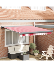 Auvent Rétractable Automatique Rayures Rouges et Blanches 350x250 cm | Mobilier & Déco
