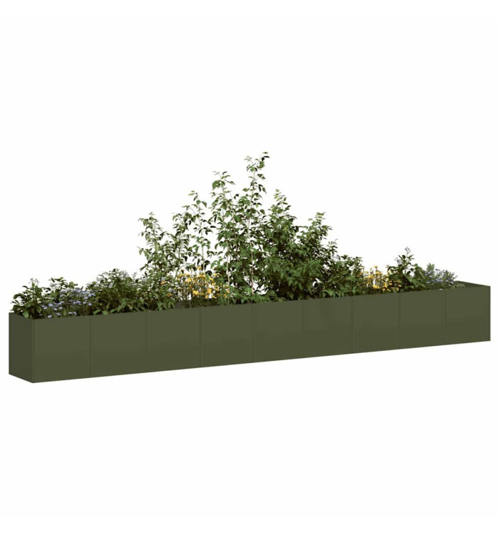 Jardinière vert olive 360x40x40 cm acier laminé à froid | Mobilier & Déco