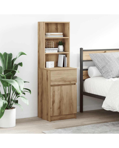 Table de chevet chêne artisanal 39x35x125 cm bois d'ingénierie | Mobilier & Déco