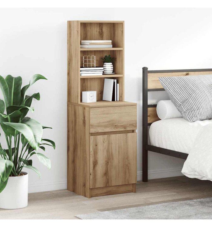 Table de chevet chêne artisanal 39x35x125 cm bois d'ingénierie | Mobilier & Déco