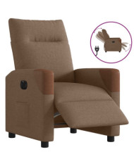 Fauteuil inclinable électrique Marron Tissu | Mobilier & Déco