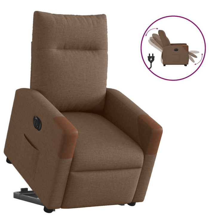 Fauteuil inclinable électrique marron tissu | Mobilier & Déco