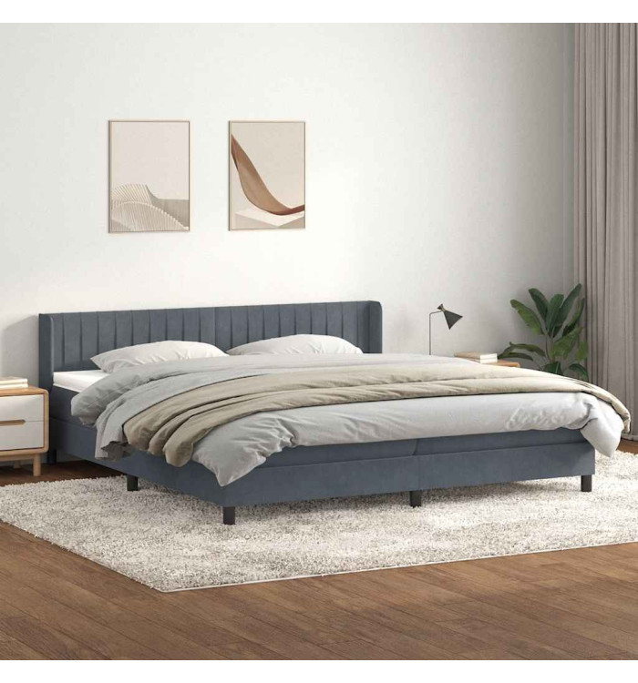 Sommier à lattes de lit et matelas gris foncé 200x220cm velours | Mobilier & Déco