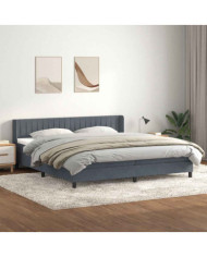 Sommier à lattes de lit et matelas gris foncé 200x220cm velours | Mobilier & Déco