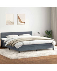 Sommier à lattes de lit et matelas gris foncé 200x220cm velours | Mobilier & Déco