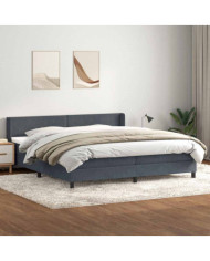Sommier à lattes de lit et matelas gris foncé 200x220cm velours | Mobilier & Déco