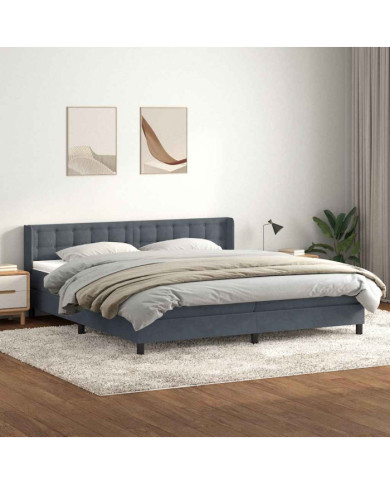 Sommier à lattes de lit et matelas gris foncé 200x220cm velours | Mobilier & Déco