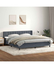 Sommier à lattes de lit et matelas gris foncé 200x220cm velours | Mobilier & Déco