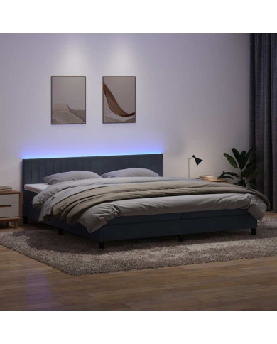 Sommier à lattes de lit et matelas gris foncé 200x220cm velours | Mobilier & Déco