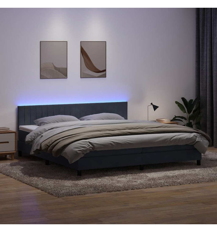 Sommier à lattes de lit et matelas gris foncé 200x220cm velours | Mobilier & Déco