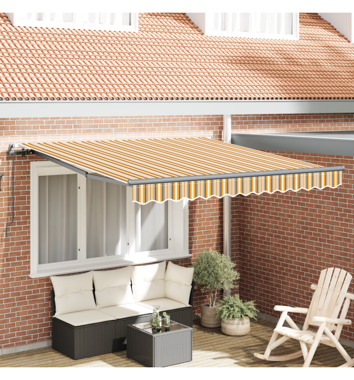 Store rétractable manuel rayé multicolore 350x250 cm | Mobilier & Déco