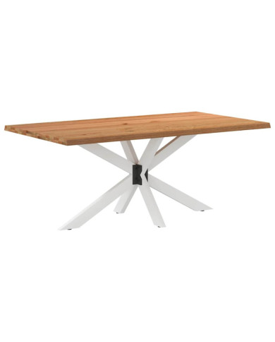 Table à manger marron clair bois de chêne massif rectangulaire | Mobilier & Déco