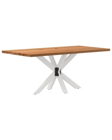 Table à manger marron clair bois de chêne massif rectangulaire | Mobilier & Déco