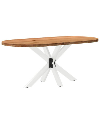 Table à manger marron clair bois de chêne massif ovale | Mobilier & Déco