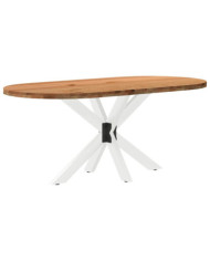 Table à manger marron clair bois de chêne massif ovale | Mobilier & Déco