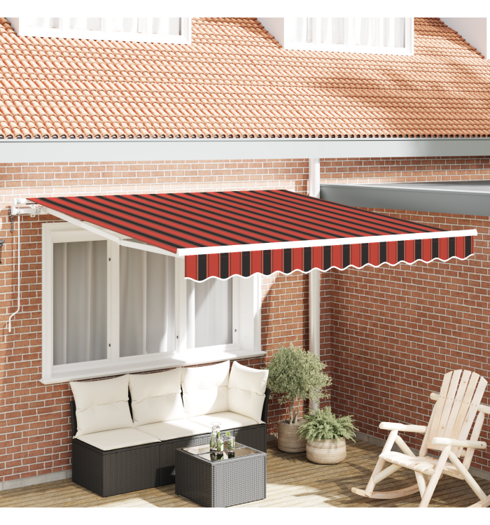 Auvent rétractable automatique orange et marron 300x250 cm | Mobilier & Déco