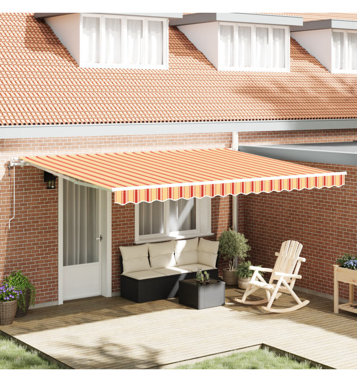 Auvent rétractable automatique Jaune et Orange 450x350 cm | Mobilier & Déco