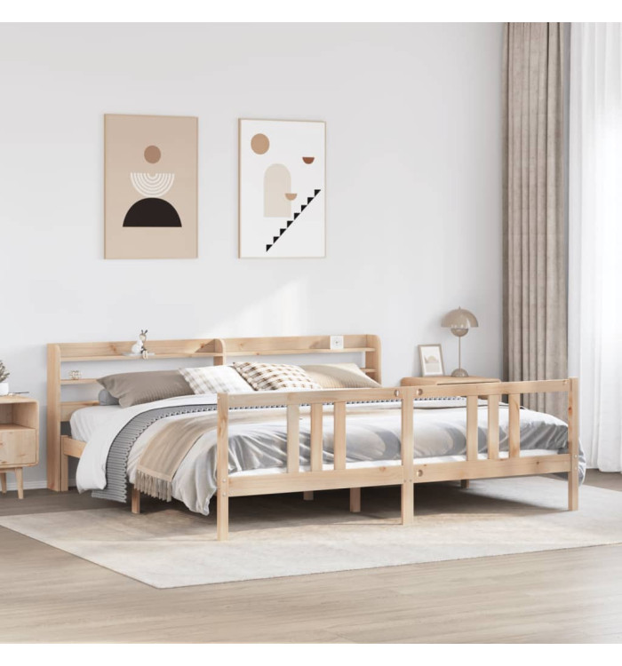 Cadre de lit avec tête de lit sans matelas 200x200 cm | Mobilier & Déco