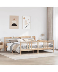 Cadre de lit avec tête de lit sans matelas 200x200 cm | Mobilier & Déco