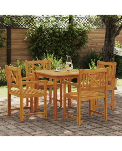 Ensemble de salle à manger jardin 5 pièces en bois massif | Mobilier & Déco