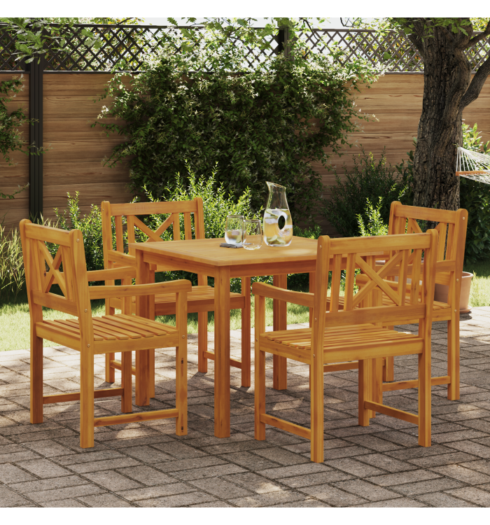 Ensemble de salle à manger jardin 5 pièces en bois massif | Mobilier & Déco
