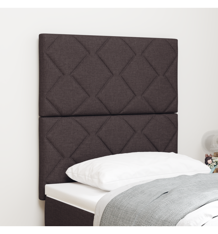 Tête de Lit LED Design en Blocs de Diamant Marron Foncé 80 cm Tissu | Mobilier & Déco