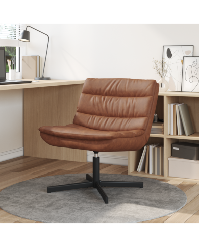 Chaise d'appoint Marron Simili cuir, Métal Taille moyenne | Mobilier & Déco