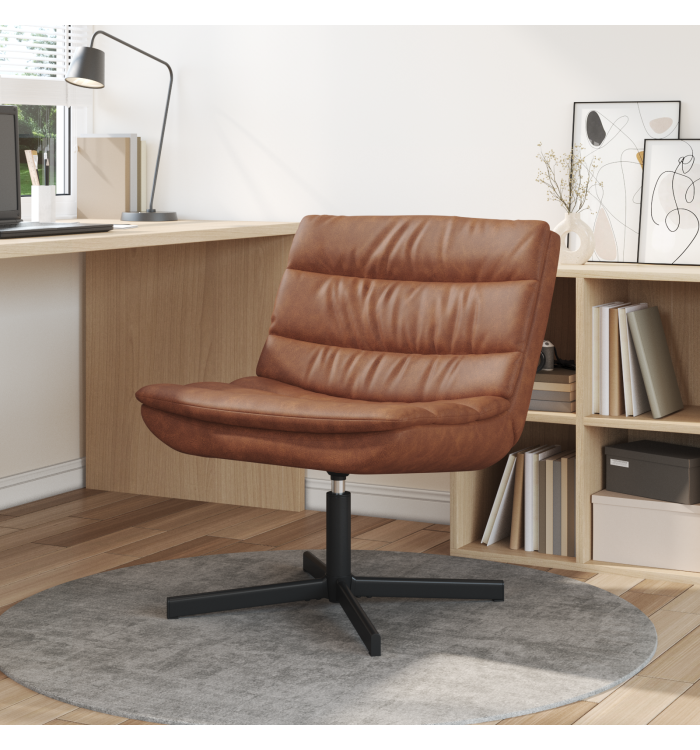 Chaise d'appoint Marron Simili cuir, Métal Taille moyenne | Mobilier & Déco