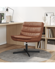 Chaise d'appoint Marron Simili cuir, Métal Taille moyenne | Mobilier & Déco