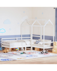 Ensemble de lit de jour et de banc avec toit sans matelas blanc | Mobilier & Déco