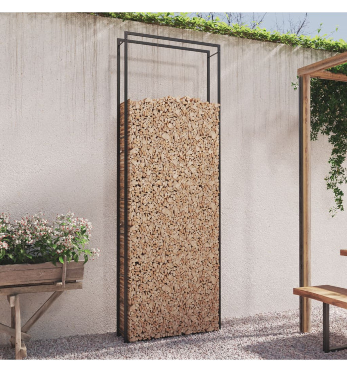 Portant de bois de chauffage Noir mat 110x28x312 cm Acier | Mobilier & Déco