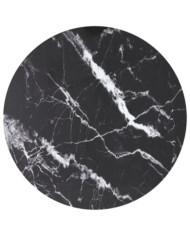 Dessus de table noir Ø90x1 cm verre trempé avec design marbre | Mobilier & Déco