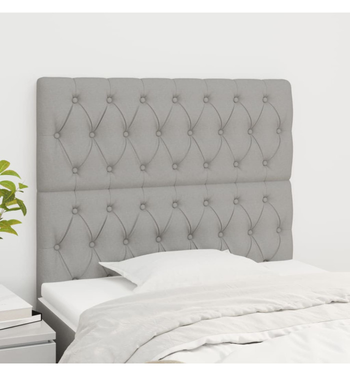 Têtes de lit 2 pcs Gris clair 100x7x78/88 cm Tissu | Mobilier & Déco