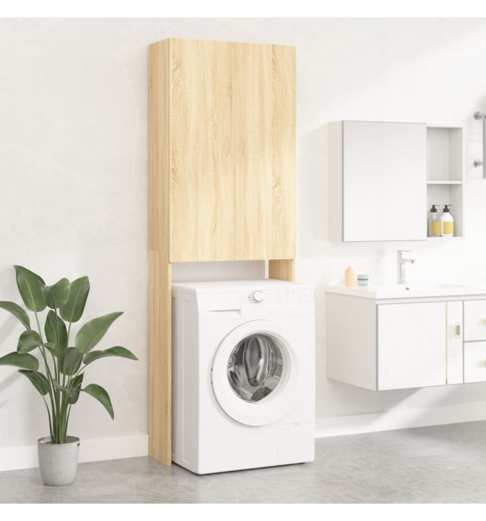 Meuble pour machine à laver Chêne sonoma 64x25,5x190 cm | Mobilier & Déco
