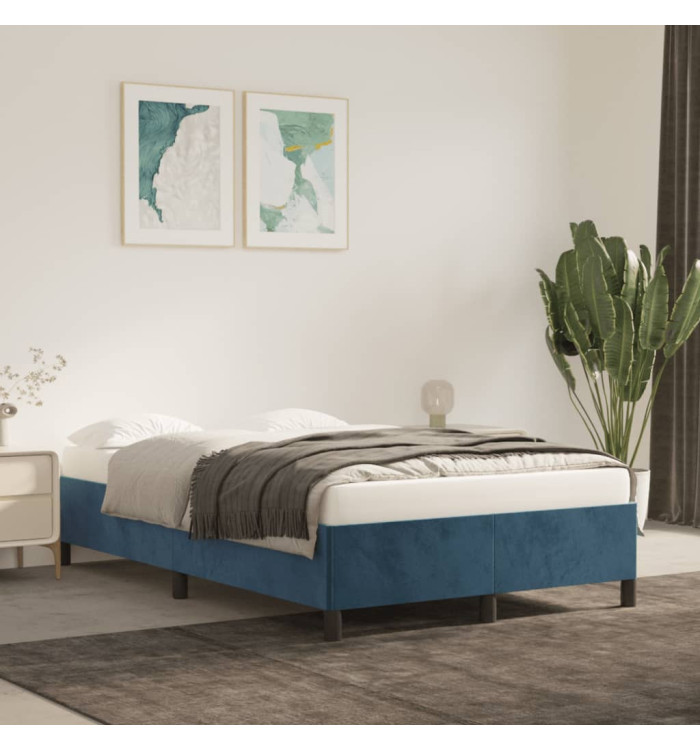 Cadre de lit sans matelas bleu foncé 120x200 cm velours | Mobilier & Déco