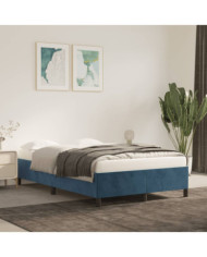 Cadre de lit sans matelas bleu foncé 120x200 cm velours | Mobilier & Déco