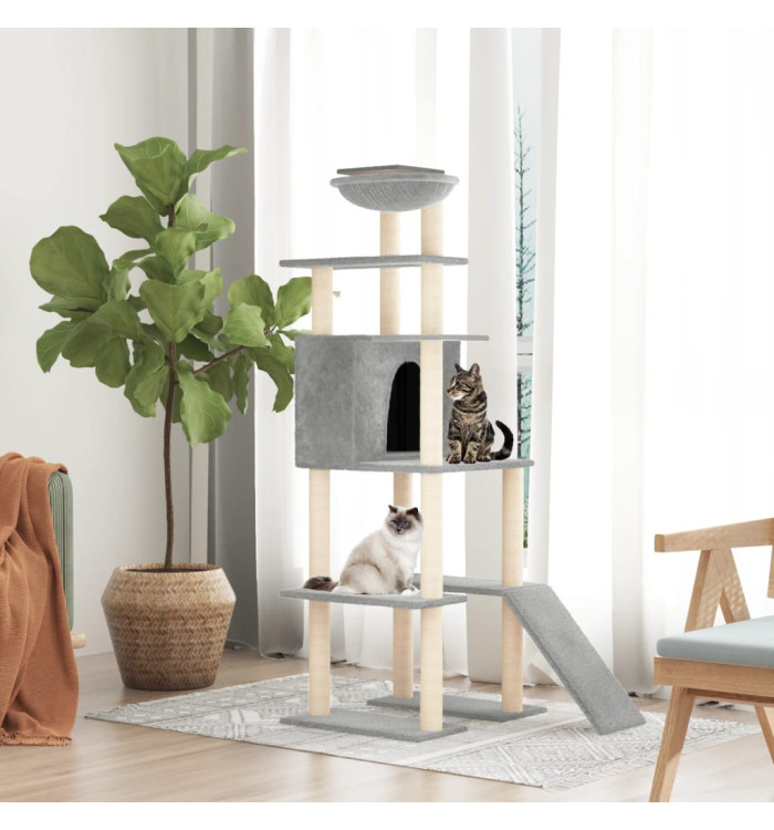 Arbre à chat avec griffoirs en sisal Gris clair 166 cm | Mobilier & Déco