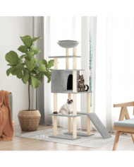 Arbre à chat avec griffoirs en sisal Gris clair 166 cm | Mobilier & Déco