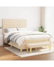 Sommier à lattes de lit avec matelas Crème 140x200 cm Tissu | Mobilier & Déco
