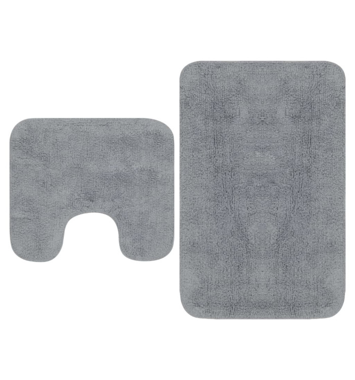 Tapis de salle de bain 2 pcs Tissu Gris | Mobilier & Déco