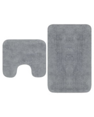 Tapis de salle de bain 2 pcs Tissu Gris | Mobilier & Déco
