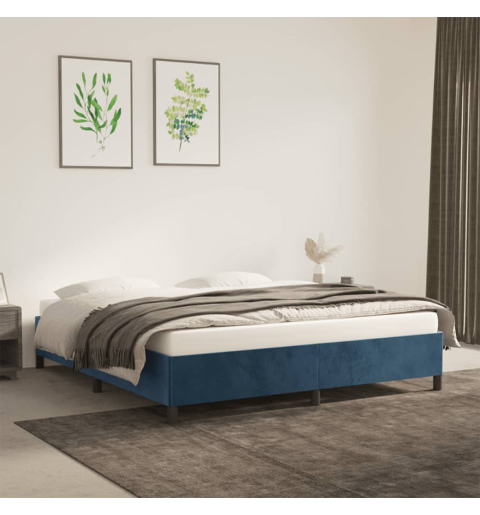 Cadre de lit sans matelas bleu foncé 180x200 cm velours | Mobilier & Déco